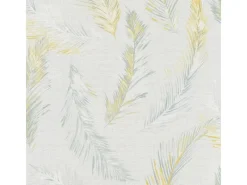 Bricoflor Vintage Feder Tapete Leinen Federtapete aus Vlies und Vinyl Hellgrau Gold Muster Vliestapete mit Federn Ideal für Schlafzimmer und Esszimmer