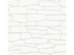 Bricoflor Vlies Steintapete überstreichbar Tapete in Steinoptik Weiß für Küche und Flur Weiße Mauertapete zum überstreichen Ideal für Diele
