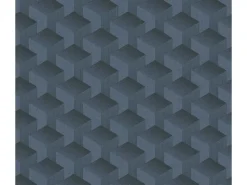 Online Bricoflor Vliestapete Blau mit Muster 3D Tapete Geometrisch Ideal für Büro und Schlafzimmer Grafische Mustertapete Dunkelblau