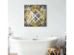 Bricoflor Wandbild Im Orientalischen Stil Marokkanisches Leinwand Bild Im Fliesen Stil Ideal Für Küche Und Schlafzimmer Leinwandbild In Grau Und Gold