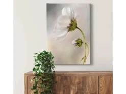 Bricoflor Wandbild Mit Blume Helles Blumenbild Auf Leinwand Ideal Für Schlafzimmer Und Badezimmer Leinwandbild Mit Blume In Weiß Im Hochformat