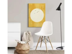 Sale Bricoflor Wandbild Mit Kreis In Gelb Und Weiß Leinwand Bild Im Asiatischen Stil Vogel Bild Auf Leinwand Für Schlaf Und Wohnzimmer Im Mid Century Stil