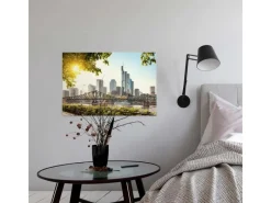 Discount Bricoflor Wandbild Mit Skyline Von Frankfurt Stadt Leinwandbild Ideal Für Küche Und Büro Moderne Canvas Leinwand Im Querformat Auf Keilrahmen