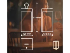 Discount Brilo LED Laterne Luca Touch Dimmbar IP44 Spritzwassergeschützt Beige