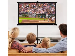 New CCLIFE Beamer Leinwand mit Stativ Inklusiv Montagematerial 99 Zoll Projektionsleinwand Rolloleinwand Heimkino Mobile