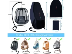 CCLIFE Hängesessel Abdeckung 190x145cm Schutzhülle für Hängesessel Winddicht UV Beständiges