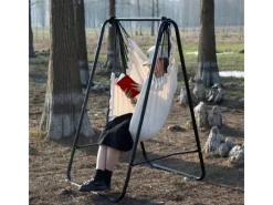 Outlet CCLIFE Hängesessel mit Gestell Kissen Hängeschaukel Hängestuhl Bis 100kg Indoor Outdoor Garten Beige