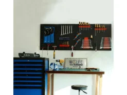 CCLIFE Werkzeugwand Lochwand 4 tlg Inkl. 52-Teiligem Metall Werkzeuglochwand Vier Teile 160 x 60 x 2 cm Erweiterbar Zubehör Wandregal