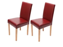 Outlet CHEFGASTRO Esszimmerstuhl 4er-Set Klassisch & Zeitlos 90x43x56cm Sitzhöhe 45cm Leder Rot Helle Beine Schwarz