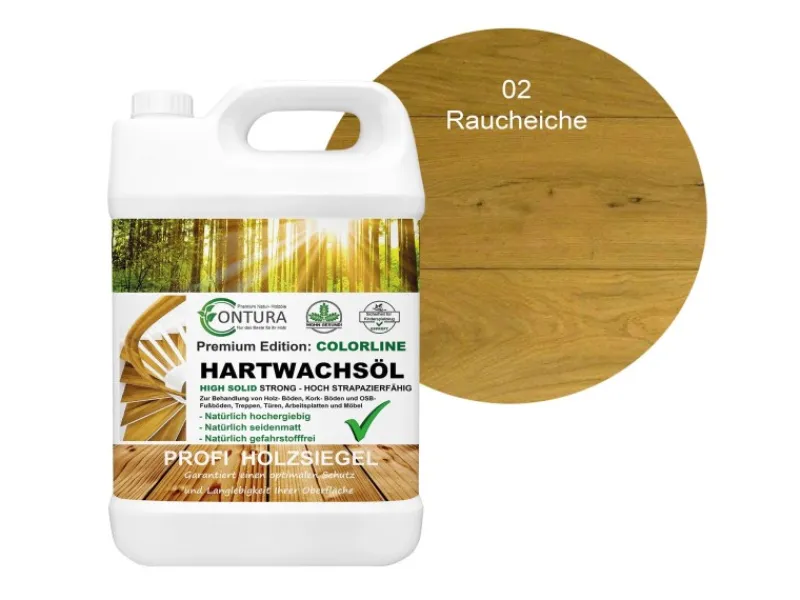 CONTURA Hartwachsöl Colorline FARBIG Fußbodenöl Parkettöl Möbelöl Holzöl 2,5 Liter 02 Raucheiche