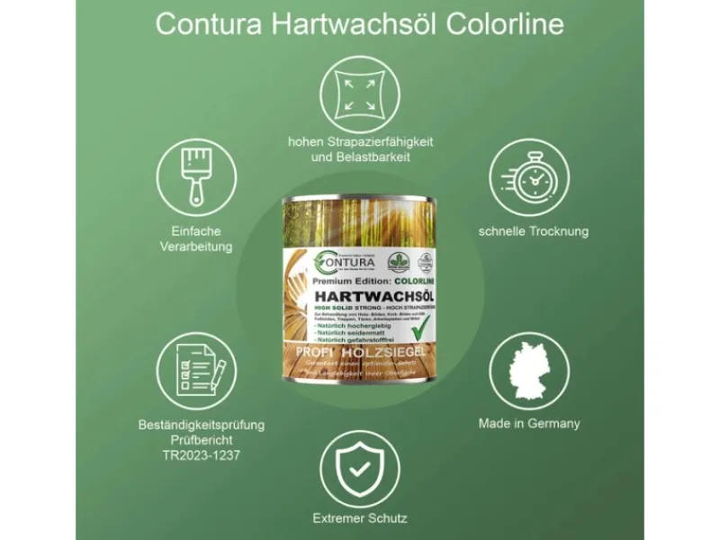 CONTURA Hartwachsöl Colorline FARBIG Fußbodenöl Parkettöl Möbelöl Holzöl 2,5 Liter 02 Raucheiche