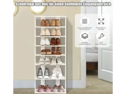 Discount Costway 8 Stufiges Schuhregal Höhenverstellbar Holz Doppel Weiß