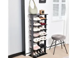 Costway 8 Stufiges Schuhregal Höhenverstellbar Holz Doppel