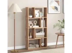 Outlet Costway Bücherregal mit 4 Ebenen Standregal mit 8 Fächern Natur