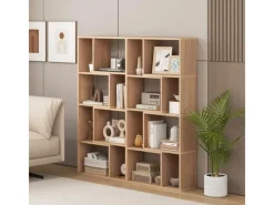 Outlet Costway Bücherregal mit 4 Ebenen Standregal mit 8 Fächern Natur