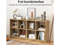 Costway Bücherregal mit 4 Fächern Würfelregal 73 x 33 x 73 cm Natur