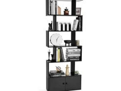 Costway Bücherregal mit Türen Standregal 183 x 70 x 23 cm