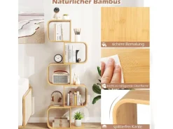 Best Costway Bücherregal S-förmig Aus Bambus Würfelregal mit 5 Etagen