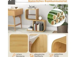 Costway Bücherregal S-förmig Aus Bambus Würfelregal mit 2 Etagen