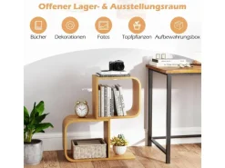 Costway Bücherregal S-förmig Aus Bambus Würfelregal mit 2 Etagen