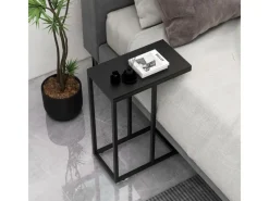 Discount Costway Beistelltisch C-Form Sofatisch mit Metallgestell Schwarz