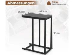 Discount Costway Beistelltisch C-Form Sofatisch mit Metallgestell Schwarz