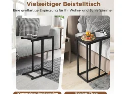 Discount Costway Beistelltisch C-Form Sofatisch mit Metallgestell Schwarz