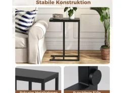 Discount Costway Beistelltisch C-Form Sofatisch mit Metallgestell Schwarz