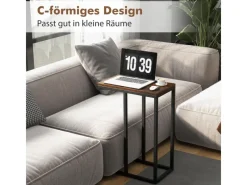 Costway Beistelltisch C-Form Sofatisch mit Metallgestell