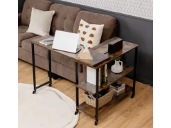 Costway Beistelltisch Holz Couchtisch L-Form 101 x 82,5 x72,5 cm Braun