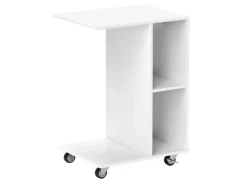 Outlet Costway Beistelltisch mit Rollen Sofatisch C-Form Nachttisch Weiß
