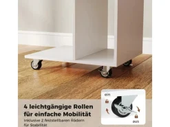 Outlet Costway Beistelltisch mit Rollen Sofatisch C-Form Nachttisch Weiß