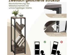 Costway Büroregal Freistehend Aufbewahrungsregal 30,5 x 30,5 x 91,5 cm