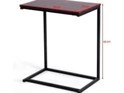 Costway C-förmig Beistelltisch Laptoptisch Metall 55x35x65cm Braun
