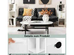 Costway 2er Set Bücherregal Aus Holz mit 3 Ebenen & Kippsicherung Weiß