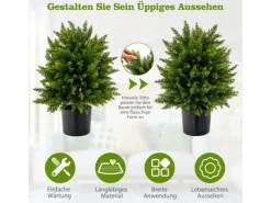 Costway 2er Set Kunstpflanze für Haus Büro Grün 55cm