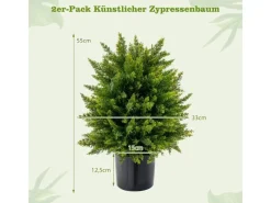 Costway 2er Set Kunstpflanze für Haus Büro Grün 55cm