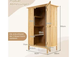 Costway Gartenschrank Holz Geräteschuppen 91 x 66 x 150 cm