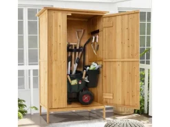 Costway Gartenschrank Holz Geräteschuppen 91 x 66 x 150 cm