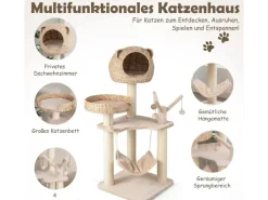 Costway Katzenbaum mit Höhle Katzenmöbel Katzenhaus 121cm Hoch