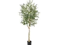 Costway Künstliche Olivenbaum mit Blättern & 72 Früchten Grün 180 cm