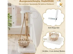 Sale Costway Kratzbaum Holz mit Hängekorb Seil Echten Holzästen 123 cm Weiß