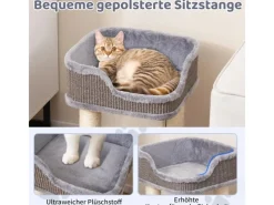 Costway Kratzbaum Klein mit Großem Plüschsitz Ball 38x38x51 cm