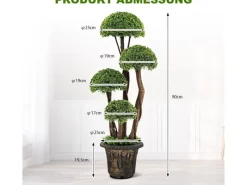 Online Costway Kunstpflanze mit 4 Kugeln & Realistischem Stamm Grün 90 cm