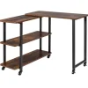 Sale Costway L-förmiger Beistelltisch mit Rollen 360° Drehbar PC-Tisch