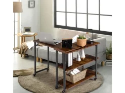Sale Costway L-förmiger Beistelltisch mit Rollen 360° Drehbar PC-Tisch