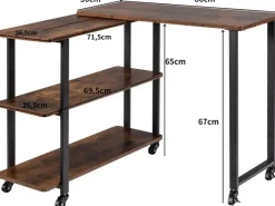 Sale Costway L-förmiger Beistelltisch mit Rollen 360° Drehbar PC-Tisch