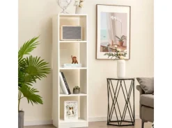 Costway Regal mit 4 Fächern Bücherregal Holz 38 x 142 x 33 cm Weiß