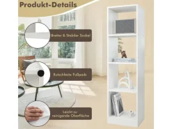 Costway Regal mit 4 Fächern Bücherregal Holz 38 x 142 x 33 cm Weiß