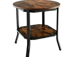 Sale Costway Runder Beistelltisch Industriell Vintagebraun 50 x 50 x 49,5cm